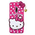 ClickAway Oppo K3 Hello Kitty Back Cover, Soft Silicone Rubber Back Cover with (Heart Design) Pendant Compatible for Mobile Case Oppo K3 - Pink Hello Kitty CA1470 (Please check your phone model before buying