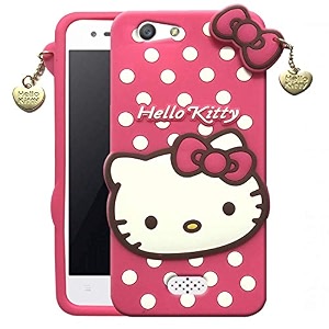 clickaway oppo neo 5 hello kitty back cover soft silicone rubber back cover with heart design pendant compatible for mobile case oppo neo 5 - pink hello kitty ca1729 please check your phone model before buying