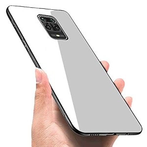 clickaway poco m2 pro glass case luxurious soft edge protective tpu bumper stunning design glass back cover for poco m2 pro -white ca1228 please check your phone model before buying