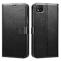 Premium Leather Kickstand Wallet Flip Case Cover with Magnetic Closure for Mi Poco C3 - Black CA249 (Please Check Your Phone Model Before Buying