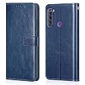 Premium Leather Kickstand Wallet Flip Case Cover with Magnetic Closure for Mi Redmi Note 8 - Blue CA281 (Please Check Your Phone Model Before Buying