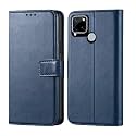 ?Premium Leather Kickstand Wallet Flip Case Cover with Magnetic Closure for Realme C12 / Narzo 20 - Blue CA320 (Please Check Your Phone Model Before Buying