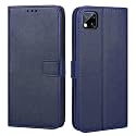 Premium Leather Kickstand Wallet Flip Case Cover with Magnetic Closure for Mi Poco C3 - Blue CA250 (Please Check Your Phone Model Before Buying