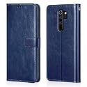 Premium Leather Kickstand Wallet Flip Case Cover with Magnetic Closure for Mi Redmi Note 8 Pro - Blue CA282 (Please Check Your Phone Model Before Buying