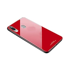 clickaway realme 3 pro glass case luxurious soft edge protective tpu bumper stunning design glass back cover for realme 3 pro -red ca1514 please check your phone model before buying