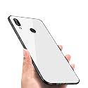 ClickAway ?Realme 3 pro Glass Case, Luxurious Soft Edge Protective TPU Bumper Stunning Design Glass Back Cover for Realme 3 pro -(White) CA1515 (Please Check Your Phone Model Before Buying