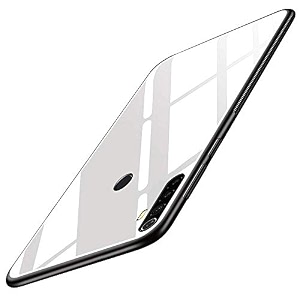 clickaway realme 5 glass case luxurious soft edge protective tpu bumper stunning design glass back cover for realme 5 -white ca1749 please check your phone model before buying