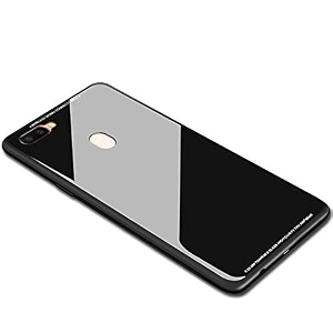 clickaway realme u1 glass case luxurious soft edge protective tpu bumper stunning design glass back cover for realme u1 -black ca1046 please check your phone model before buying