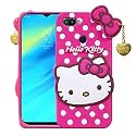 ClickAway ?Realme U1 Hello Kitty Back Cover, Soft Silicone Rubber Back Cover with (Heart Design) Pendant Compatible for Mobile Case Realme U1 - Pink Hello Kitty CA1049 (Please check your phone model before buying