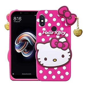 clickaway redmi a2 hello kitty back cover soft silicone rubber back cover with heart design pendant compatible for mobile case redmi a2 - pink hello kitty ca1340 please check your phone model before buying