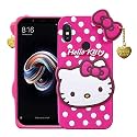 ClickAway Redmi A2 Hello Kitty Back Cover, Soft Silicone Rubber Back Cover with (Heart Design) Pendant Compatible for Mobile Case Redmi A2 - Pink Hello Kitty CA1340 (Please check your phone model before buying