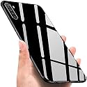 ClickAway ?Reno 3 Glass Case, Luxurious Soft Edge Protective TPU Bumper Stunning Design Glass Back Cover for Reno 3 -(Black) CA1571 (Please Check Your Phone Model Before Buying