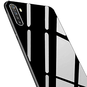 clickaway reno 3 pro glass case luxurious soft edge protective tpu bumper stunning design glass back cover for reno 3 pro -black ca1585 please check your phone model before buying