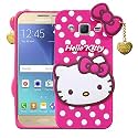 ClickAway Samsung Galaxy Core 2 Hello Kitty Back Cover, Soft Silicone Rubber Back Cover with (Heart Design) Pendant Compatible for Mobile Case Samsung Galaxy Core 2 - Pink Hello Kitty CA1388 (Please check your phone model bef