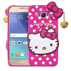 clickaway samsung galaxy j1 ace hello kitty back cover soft silicone rubber back cover with heart design pendant compatible for mobile case samsung galaxy j1 ace - pink hello kitty ca1080 please check your phone model before buying