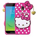 ClickAway Samsung Galaxy J2 2018 Hello Kitty Back Cover, Soft Silicone Rubber Back Cover with (Heart Design) Pendant Compatible for Mobile Case Samsung Galaxy J2 2018 - Pink Hello Kitty CA1432 (Please check your phone model b