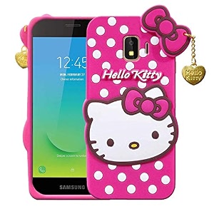 clickaway samsung galaxy j2 pro hello kitty back cover soft silicone rubber back cover with heart design pendant compatible for mobile case samsung galaxy j2 pro - pink hello kitty ca1404 please check your phone model before buying