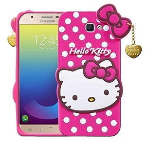 clickaway samsung galaxy j5 prime hello kitty back cover soft silicone rubber back cover with heart design pendant compatible for mobile case samsung galaxy j5 prime - pink hello kitty ca1866 please check your phone model before buying