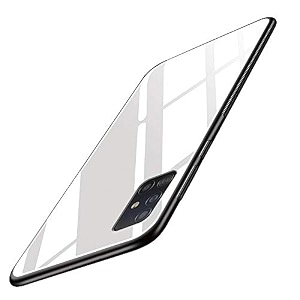 clickaway samsung m51 back cover glass back shock proof glossy glass hard back case cover for samsung galaxy m51 case samsung m51 glass white ca590 please check your phone model before buying
