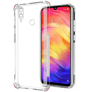 clickaway ultra clear slim shockproof anti-slip grip soft back cover case with camera protection and anti-dust plugs built-in for xiaomi redmi note 7note7pronote 7s transparent ca498 please check your phone model before buying