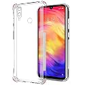ClickAway Ultra Clear Slim Shockproof Anti-Slip Grip Soft Back Cover Case with Camera Protection and Anti-Dust Plugs Built-in for Xiaomi Redmi Note 7/Note7Pro/Note 7S (Transparent) CA498 (Please check your phone model before 