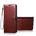Vintage Leather Flip Cover Case for Realme 7 | Inner TPU | Foldable Stand | Wallet Card Slots - Brown (Please Check Your Phone Model Before Buying