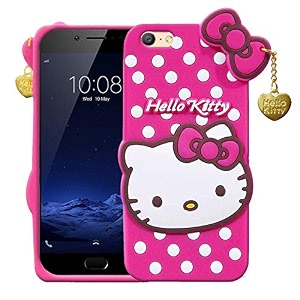 clickaway vivo v5 plus hello kitty back cover soft silicone rubber back cover with heart design pendant compatible for mobile case vivo v5 plus - pink hello kitty ca1883 please check your phone model before buying