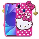 ClickAway Vivo V9 Pro Hello Kitty Back Cover, Soft Silicone Rubber Back Cover with (Heart Design) Pendant Compatible for Mobile Case Vivo V9 Pro - Pink Hello Kitty (Please check your phone model before buying