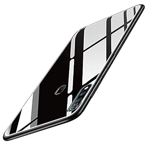 clickaway vivo z1 pro glass case luxurious soft edge protective tpu bumper stunning design glass back cover for vivo z1 pro -black ca1144 please check your phone model before buying