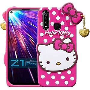clickaway vivo z1 pro hello kitty back cover soft silicone rubber back cover with heart design pendant compatible for mobile case vivo z1 pro - pink hello kitty ca1147 please check your phone model before buying