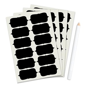 clickedin 84 pc black vinyl stickers for mason jars glass bottles decals craft kitchen waterproof jar labels stickers with pencil 12 same shapes 25 inch x 125 inch