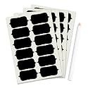 CLICKEDIN 84 Pc Black Vinyl Stickers for Mason Jars Glass Bottles, Decals Craft, Kitchen Waterproof Jar Labels Stickers with Pencil (12 Same Shapes 2.5 Inch x 1.25 Inch)