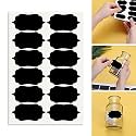 Clickedin 84 Pc Vinyl Black Stickers for Mason Jars Glass Bottles, Decals Craft, Kitchen Waterproof Jar Labels Stickers with Pencil (12 Same Shapes 2.5 Inch x 1.25 Inch)