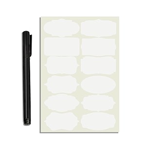 clickedin 84 pc white vinyl stickers for mason jars glass bottles decals craft kitchen waterproof jar labels stickers with black marker 12 shapes 25 inch x 125 inch