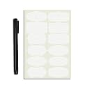 CLICKEDIN 84 Pc White Vinyl Stickers for Mason Jars Glass Bottles, Decals Craft, Kitchen Waterproof Jar Labels Stickers with Black Marker (12 Shapes 2.5 Inch x 1.25 Inch)