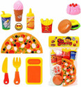 clickon Plastic Kitchen/Restaurant Role Pretend Pizza Cutting Play Fast Food Set (Multicolour)