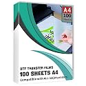 Clieve DTF Transfer Film ，100 Sheets DTF Transfer Film Paper A4 (8.5" x 11.75") for Epson Inkjet Printer DTG Printer Direct Print On T Shirts Textile