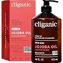 Cliganic Jojoba Oil ,100%, Non-GMO, Cold Pressed for Face, Hair & Skin 16oz