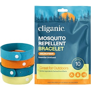 cliganic mosquito repellent microfiber bracelets 10 count - for adults and kids deet free wristbands