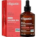 Cliganic Organic Jojoba Oil, 100% Pure (60ml) | Natural Cold Pressed Unrefined Hexane Free Oil for Hair &amp; Face | Base Carrier
