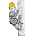 Climbing Cat Figurine Garden Wall & Tree Decor Statues, Animal Backyard Accessories, Hang on Wall, Yard Art Cat Gifts Figure Indoor and Outdoor Lawn Squirrel with Helmet Funny Decoration 12" Statue