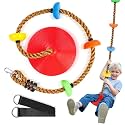 Climbing Rope Tree Swing with Platforms and Swing Seat for Kids, Red