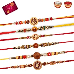 clinkz multicolor dora rakhi set for men with roli chawal rakhi  elegant golden rakhiband for beloved brother n-rakhi-17