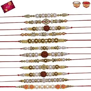 clinkz multicolor dora rakhi set for men with roli chawal rakhi  elegant golden rakhiband for beloved brother n-rakhi-17