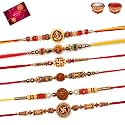 CLINKZ Multicolor Dora Rakhi Set for Men with Roli Chawal Rakhi || Elegant Golden Rakhi/Band for Beloved Brother ((N)-RAKHI-17)
