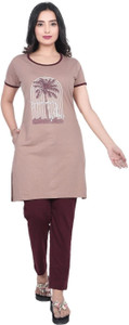 Clint Women Graphic Print Brown Top