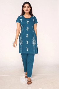 clint women printed blue top  pyjama set
