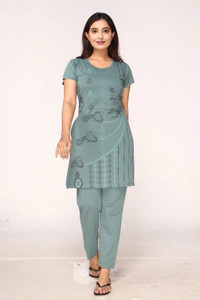 clint women printed grey top  pyjama set