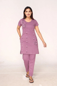 clint women printed pink top  pyjama set