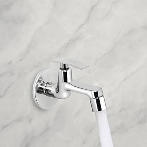 clinton brass long body bib cock tap with wall flange chrome finish c_max brass long body-1pc